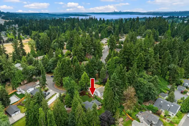 The view of the house looking west toward the lake and towards Seattle.