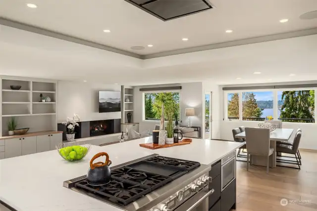 Cook up a storm in this dream kitchen. This 6-burner gas stove with built in griddle is the perfect whipping up great meals for Holiday gatherings.