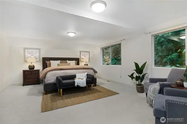 Master Bedroom on the main level with room for additional seating area