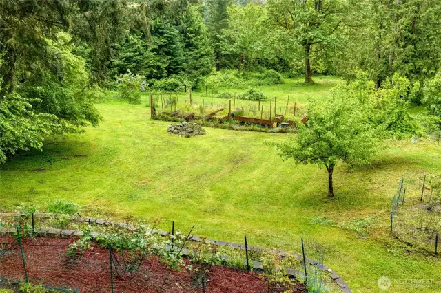 Terraced gardens and fenced, Raised vegetable beds, perfect for growing your own!