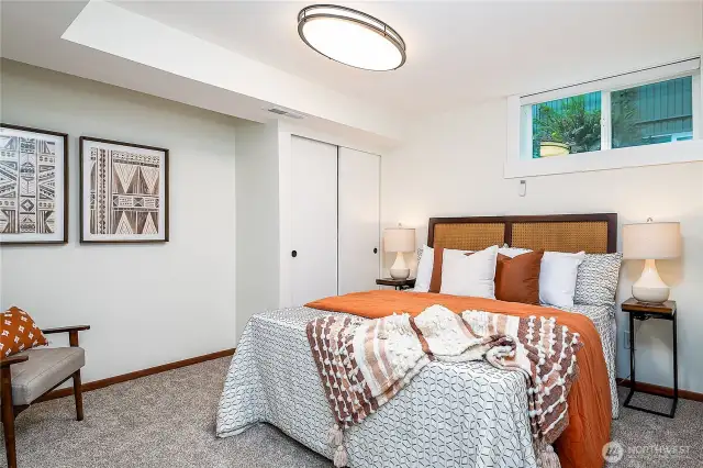 Downstairs bedroom #1. There is even a motorized window shade with a remote.