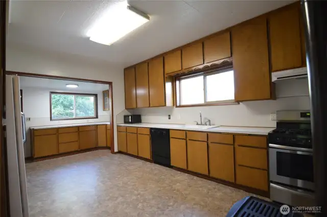 large kitchen with eating area...
