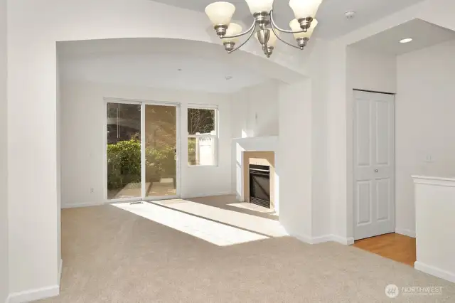 Sliding glass door leads to private patio & lawn