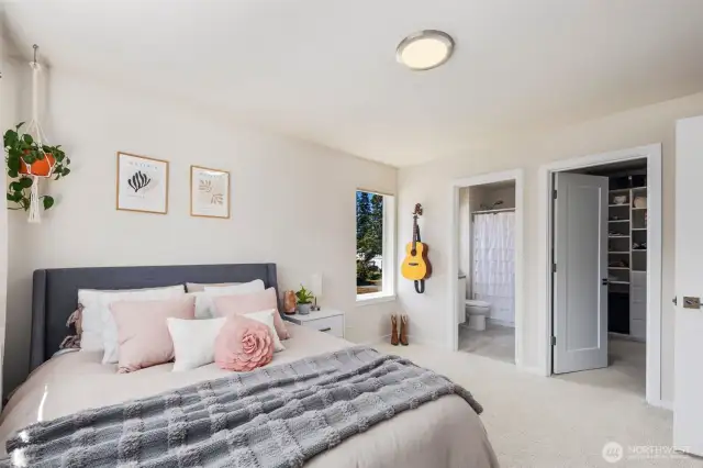 Oversized Bedroom with full bath and built in designer closets with LED lights