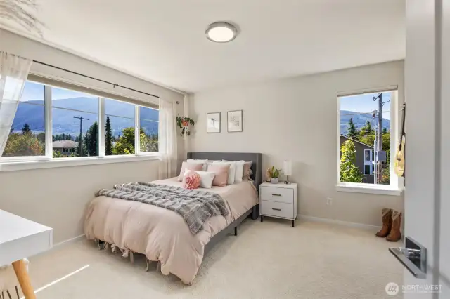 Oversized Bedroom with full bath and built in designer closets with LED lights
