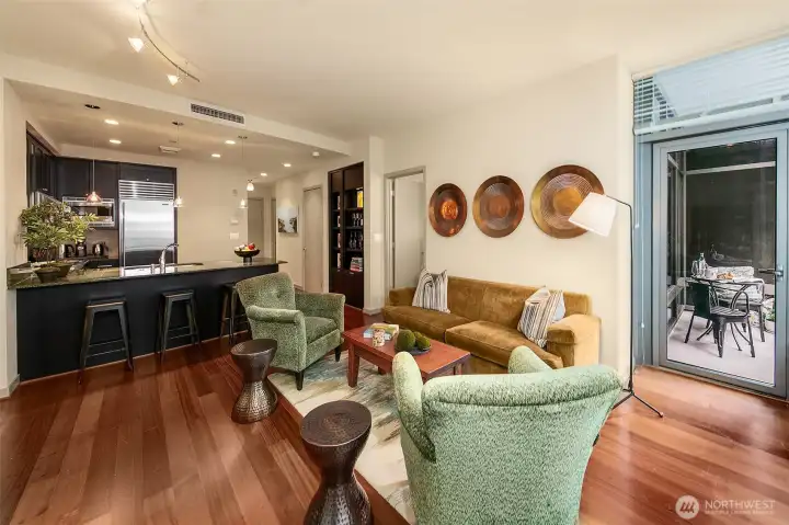 With a spacious living room, this condo lives comfortably.