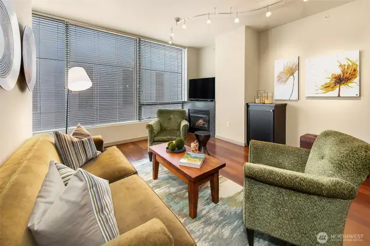 This extra wide living room is intended to fit larger scale furnishings; be comfortable in your space!
