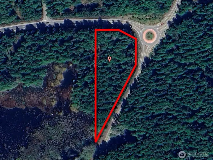 Overhead view with approximate boundaries in red.