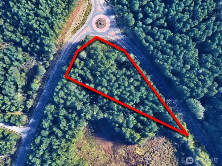 Overhead view with approximate boundaries in red.