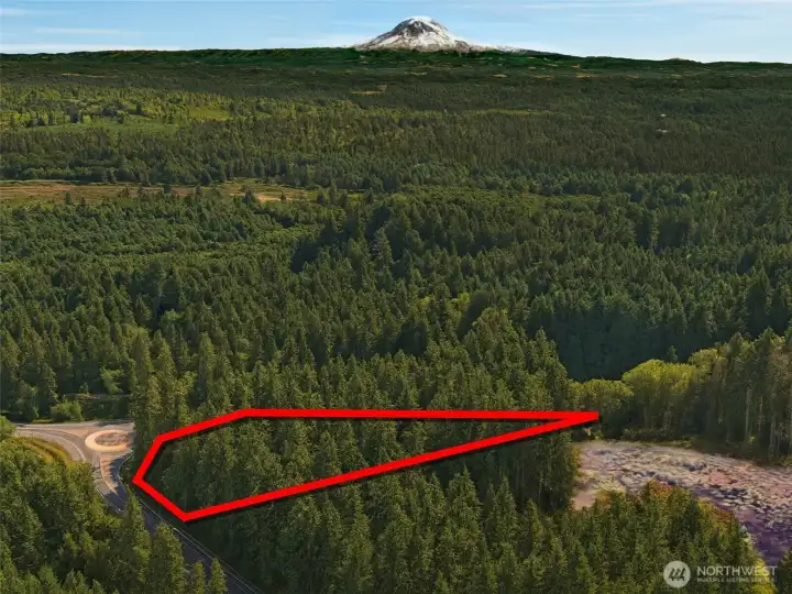 Overhead view with approximate boundaries in red.