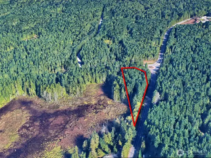 Overhead view with approximate boundaries in red.