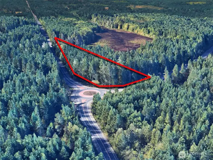 Overhead view with approximate boundaries in red.