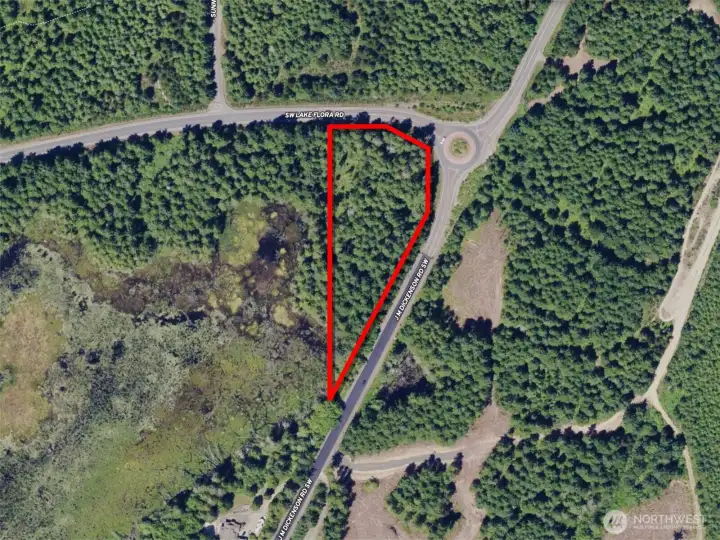 Overhead view with approximate boundaries in red.