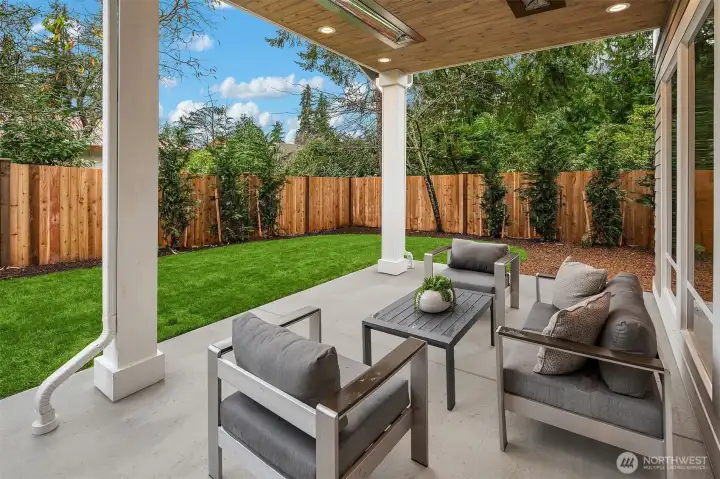 Secluded outdoor covered living area