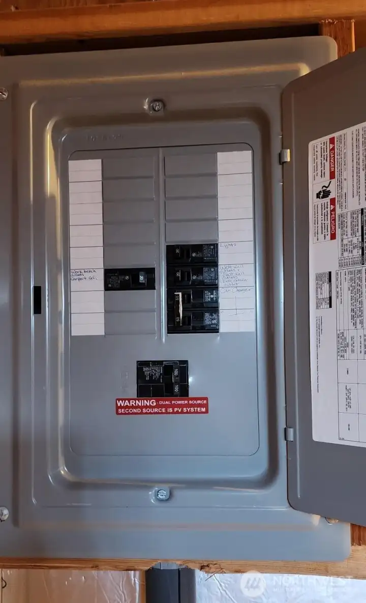 Carport electrical panel inside attached shop