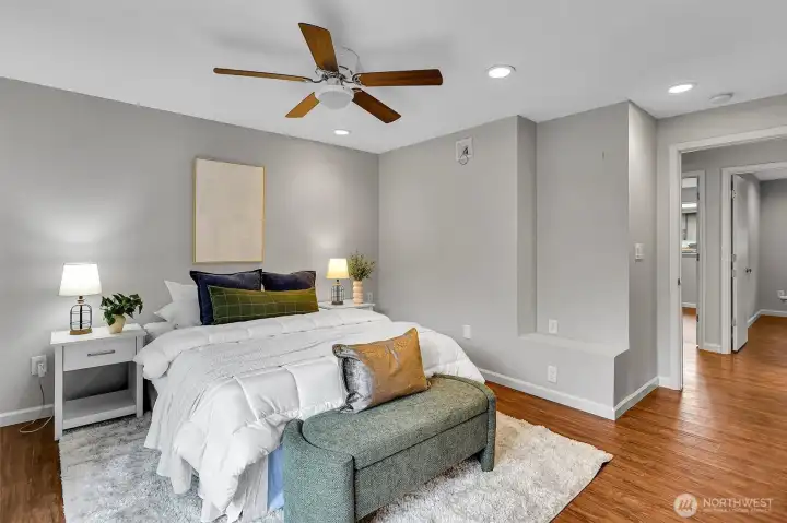 Another comfortable bedroom that feels calm and private.