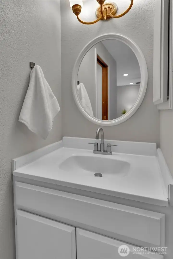 A stylish vanity space that adds a touch of personality.