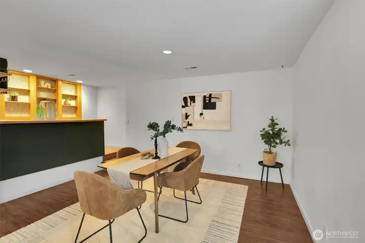 Warm living spaces that make the home feel comfortable and welcoming.