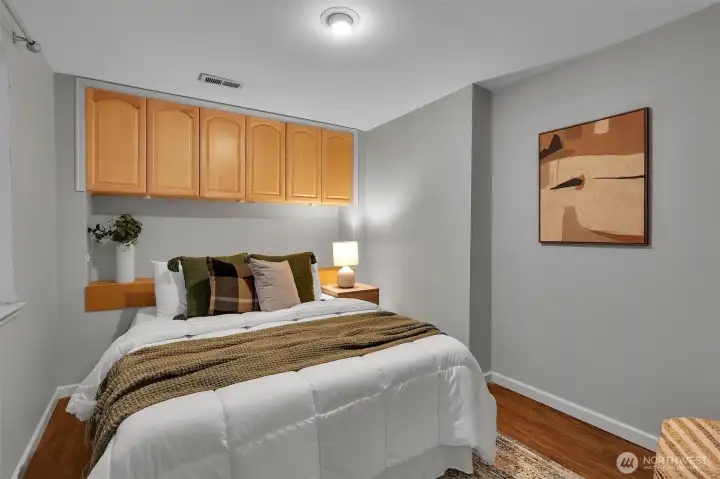 A peaceful bedroom retreat at the end of the day.