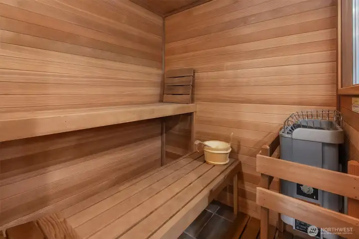 Private Wellness: Custom-built indoor sauna for ultimate relaxation and recovery.