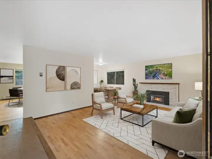 Main living area virtually staged