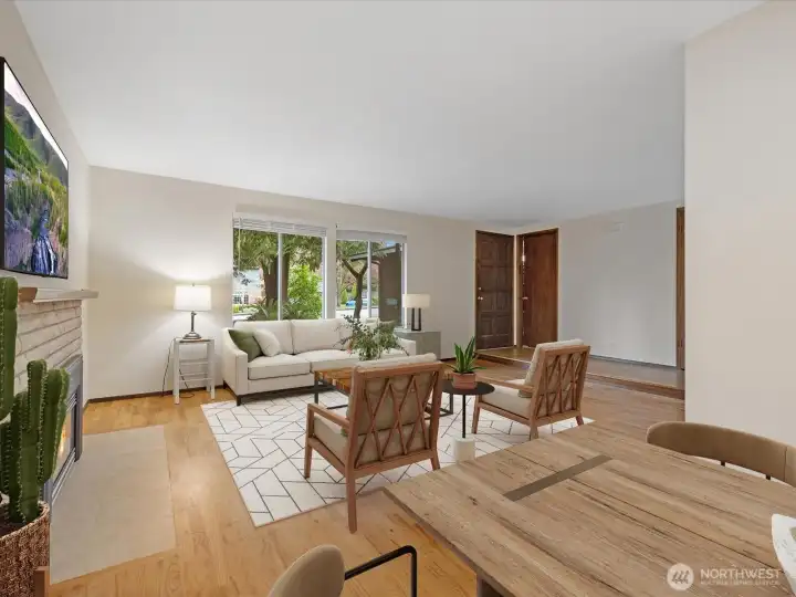 Main living area virtually staged