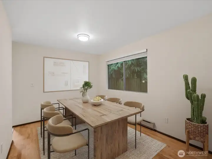 Dining area virtually staged