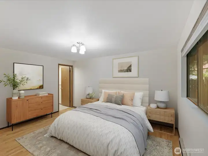 Primary bedroom virtually staged