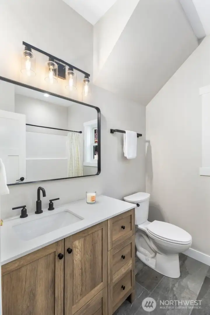 Convenient main level powder room.