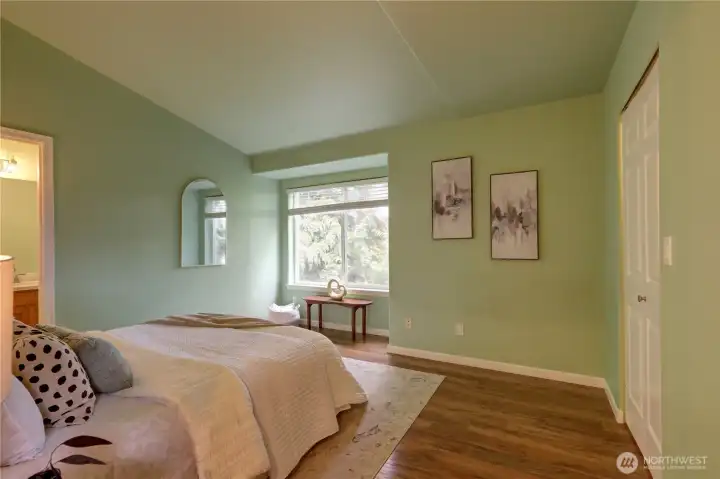 Vaulted ceilings enhance the sense of space.