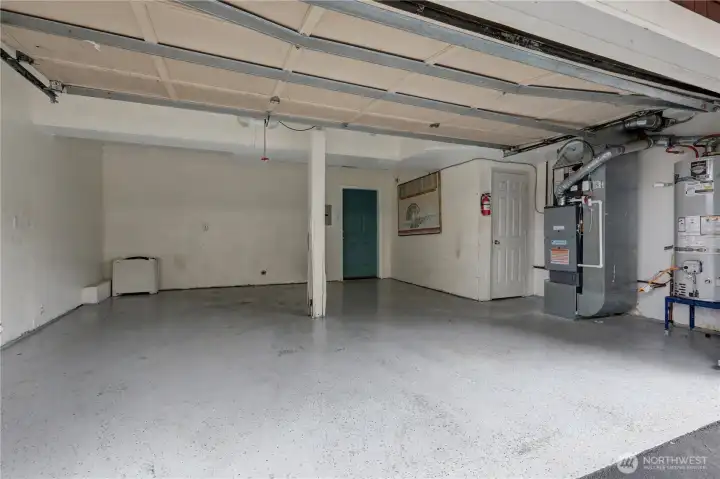 Garage interior with room for storage.