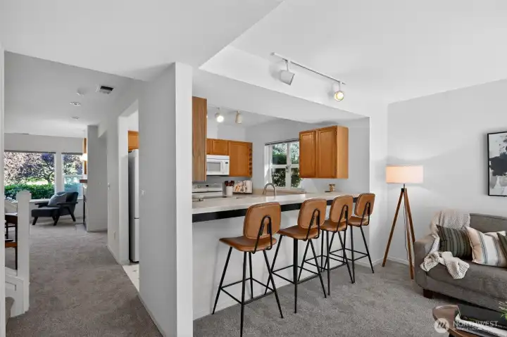 Kitchen opens effortlessly to the main living spaces