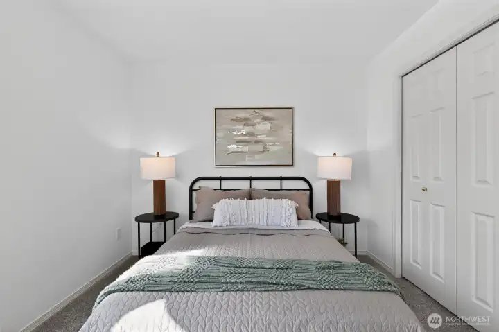Comfortable secondary bedroom with abundant storage