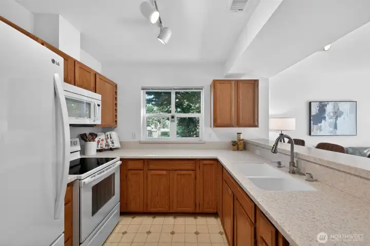 Spacious kitchen with abundant counter space