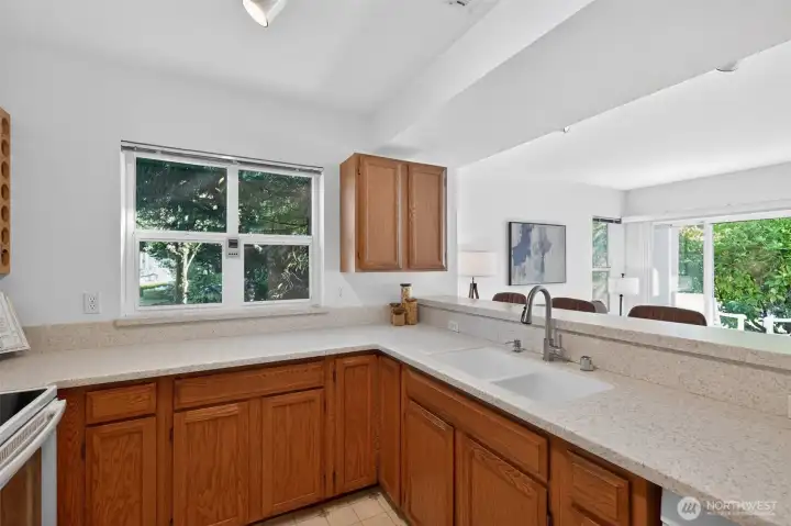 Kitchen opens effortlessly to the main living spaces