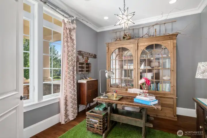 Office with view of front porch