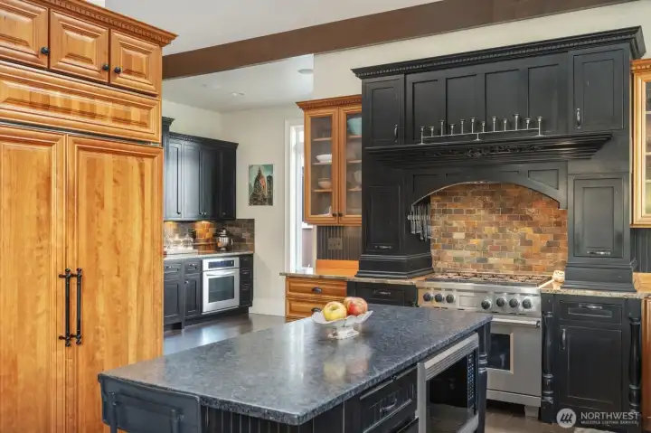 Baking center next to kitchen