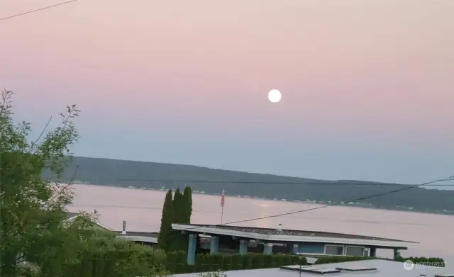 Pretty view of the canal as the moon rises.