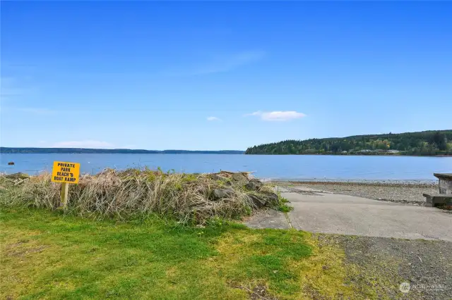 Community boat ramp. The grassy area to the left is larger than shown here.