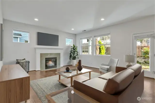 Spacious but cozy living room overlooking the back yard