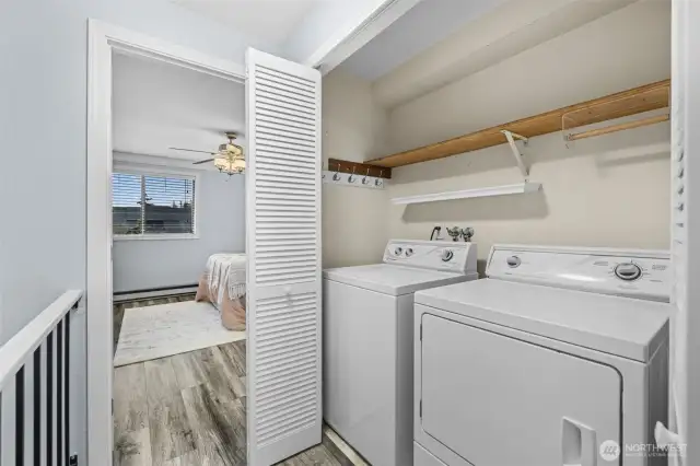 Laundry with full size washer and dryer on the second floor for convenience