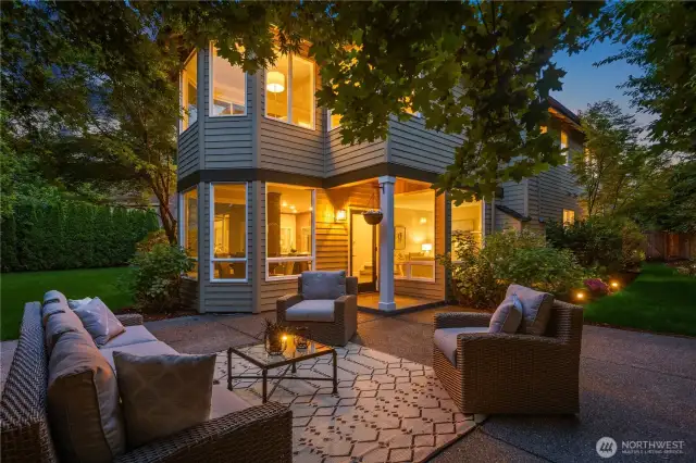 Step outside to a garden where serenity meets vibrant life. Large outdoor patio with relaxing water feature makes for great indoor/outdoor living for any occasion.