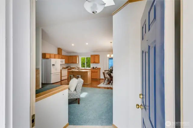 Enter to find delightful vaulted ceilings.
