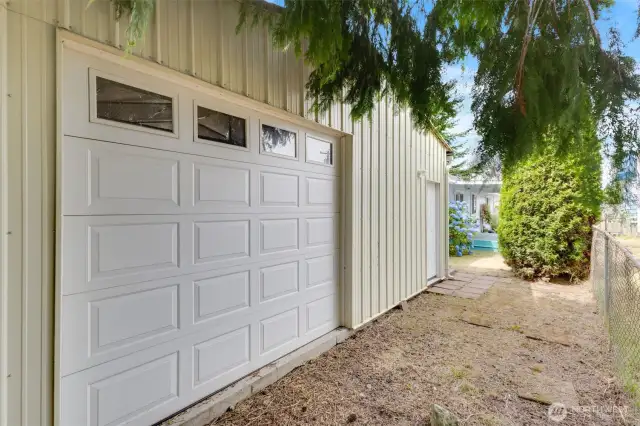The shop also has a full size back door along the back end.