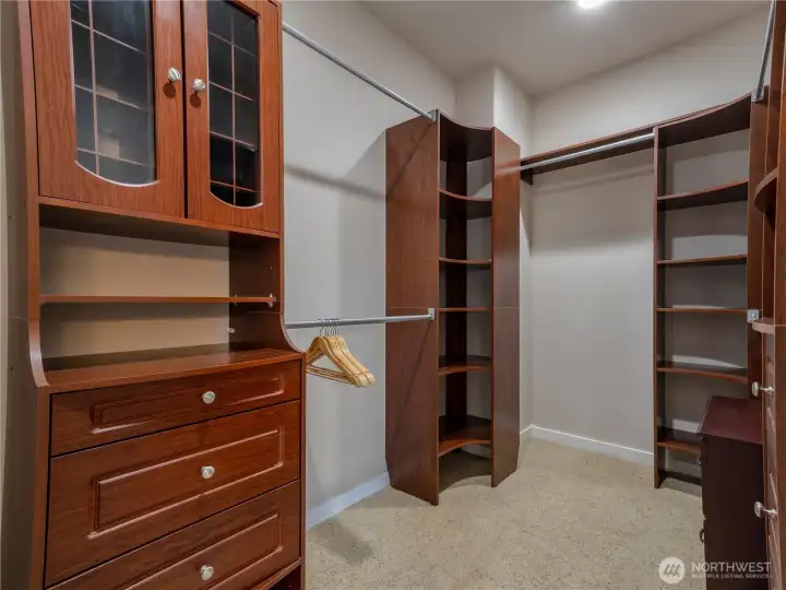 You'll love the primary bedroom's built-in closet system and the organization it brings!