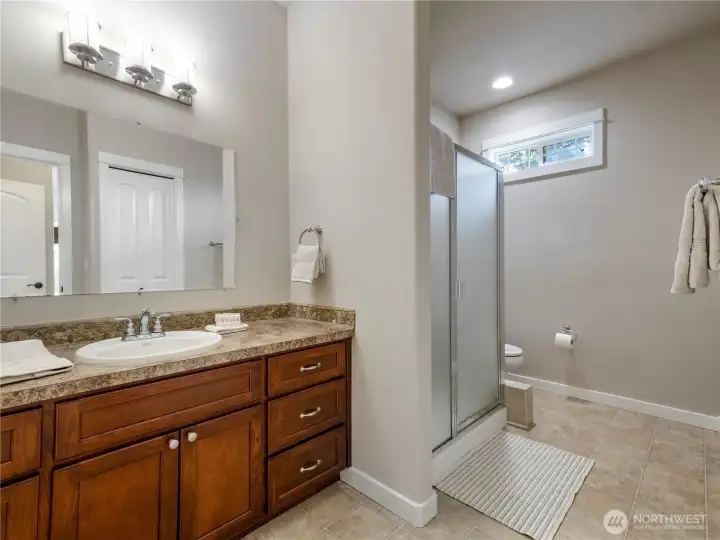 The third bedroom has it's own spacious 3/4 ensuite and not pictured is the walk-in closet with built-in closet system.