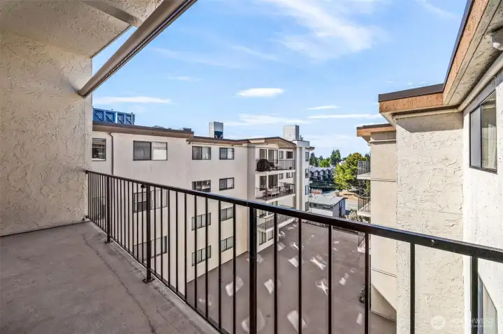View from deck to common patio space