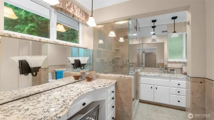 Nicely updated and appointed primary bath.