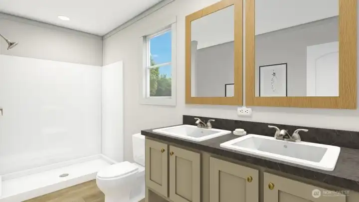 Primary bathroom rendering.