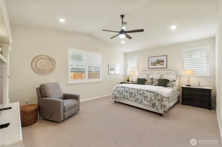 Comfortable main-level primary bedroom retreat